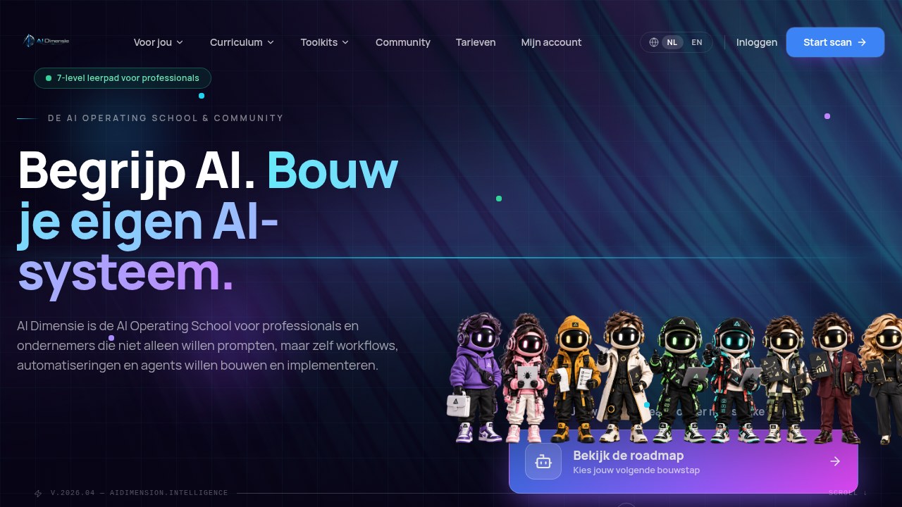 Websitepreview van AI Dimensie
