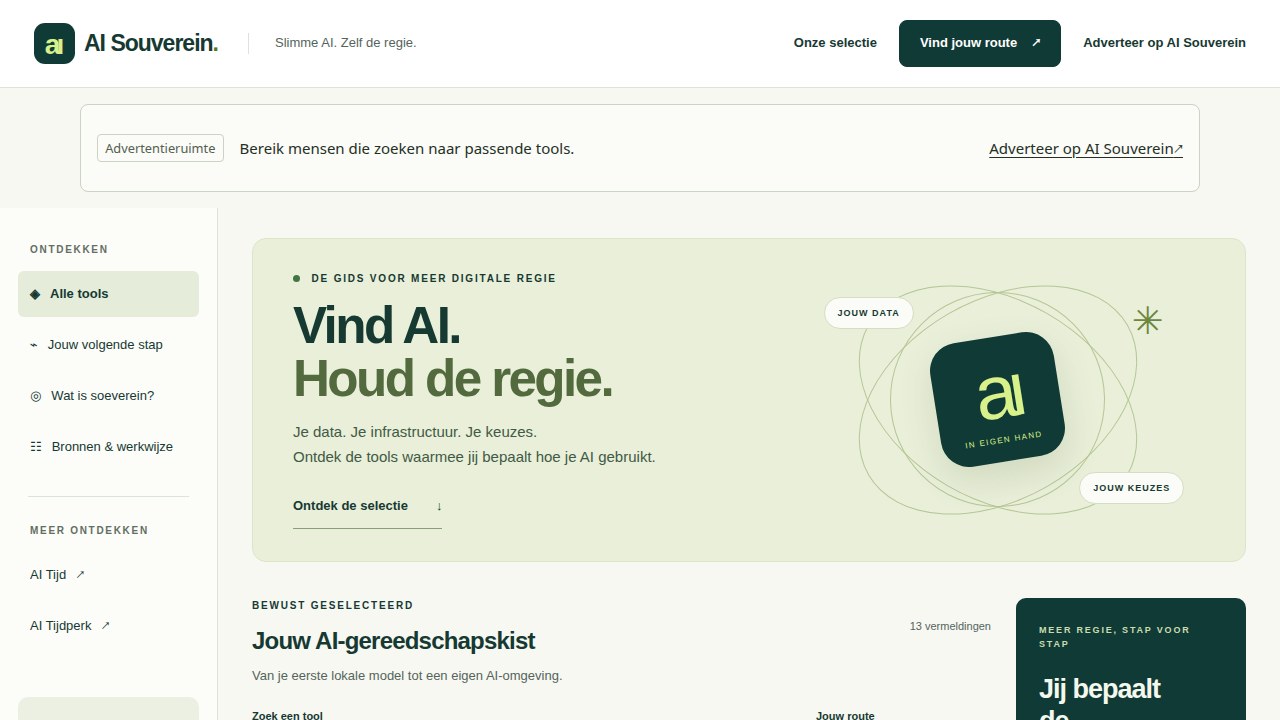 Homepage van AI Souverein