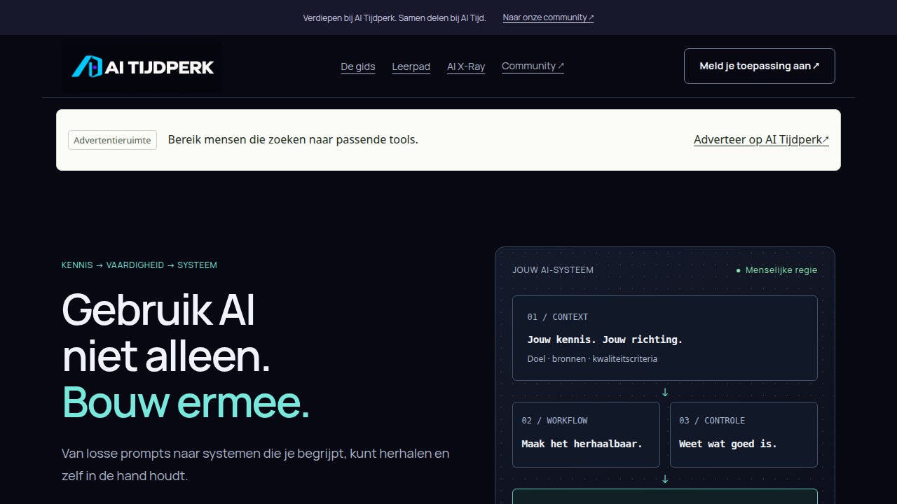 Homepage van AI Tijdperk