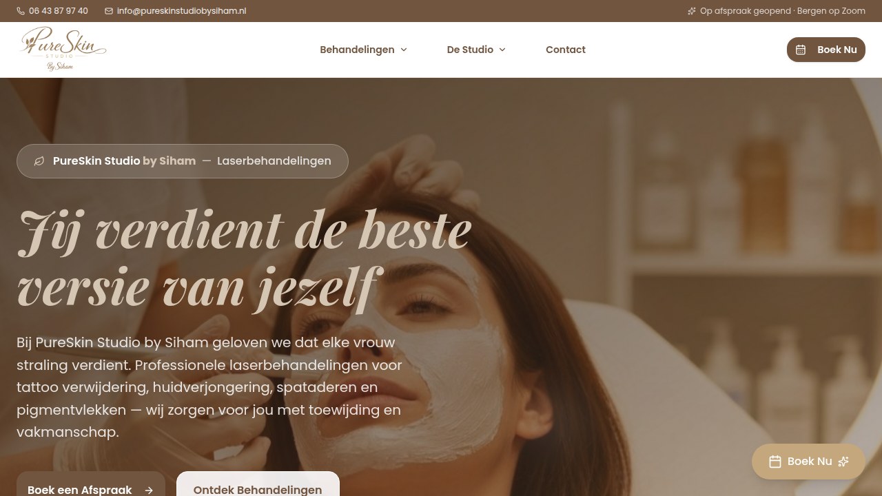Homepage van Pure Skin Studio by Siham ↗