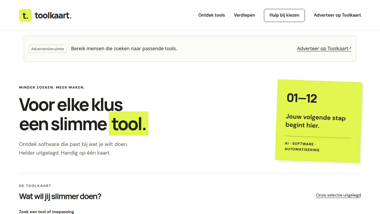 Homepage van Toolkaart