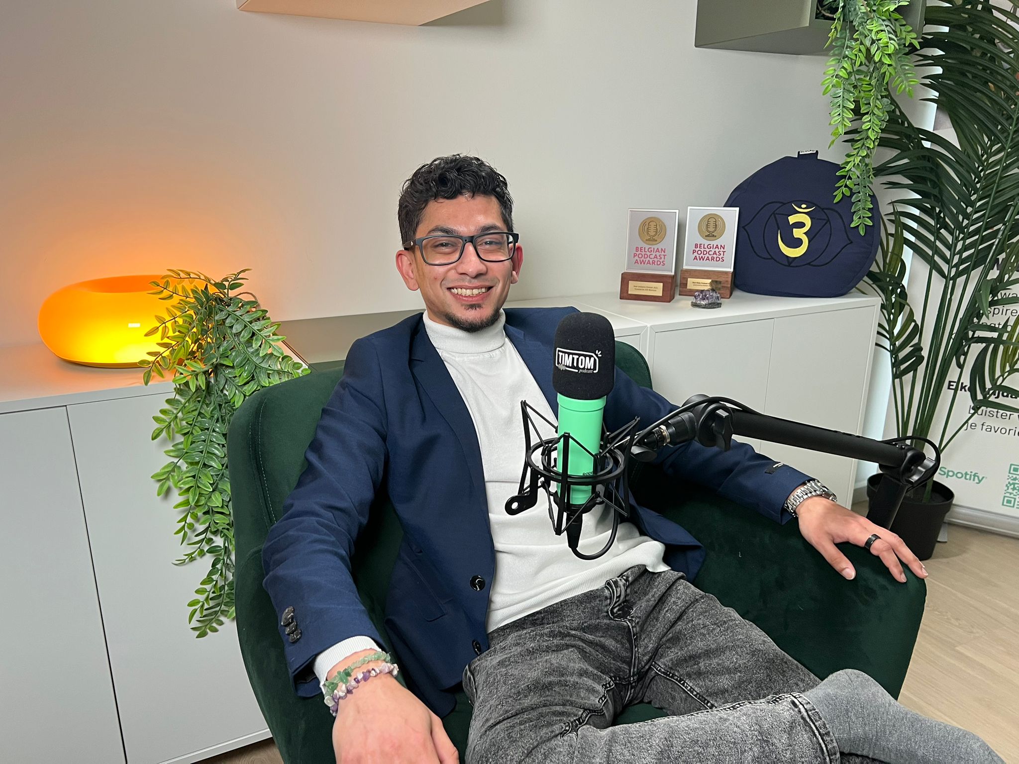 Jason Mohab-Ali smiling at the TimTom podcast studio